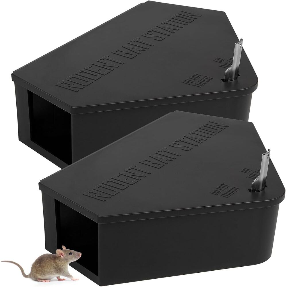 2 Pack Rat Station Box with Keys, Rodent Station Keeps Rats Away, Key Unlocking